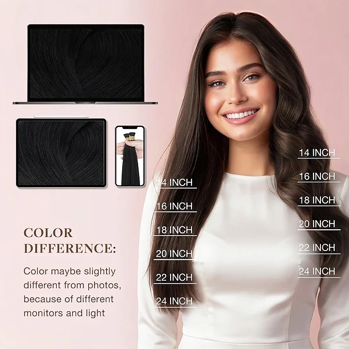 16A 고밀도 벌크 헤어 100% 리얼 버진 스트레이트 인모 벌크 연장 번들 I팁 V팁 플랫팁 나노 링 브레이딩