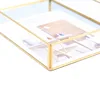 Nordic Retro Storage Tray Gold Rectangle Glass Makeup Organizer Tray Dessert Plate Jewelry Display Home Kitchen Decor 6