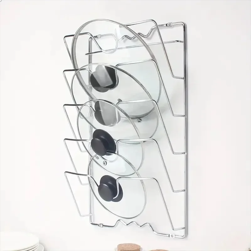 Concise Space-saving Pot Lid Organizer Suitable All Kinds of Pot Lids Cookware Non-slip Design Safe Storage of Kitchen Supplies