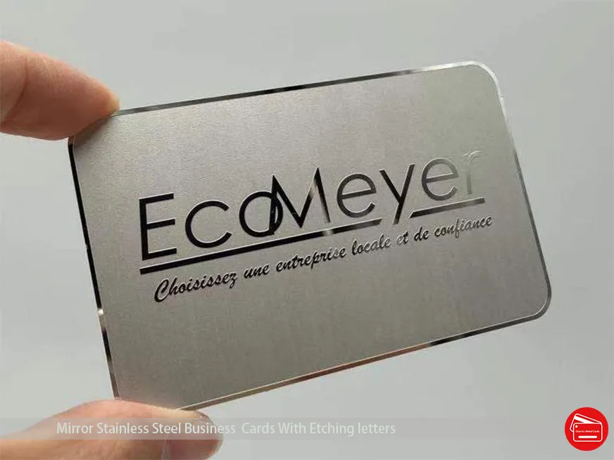 Mirror Finished Stainless Steel Metal Business Cards Custom Shape Logo Etching Engraved W/ Silk Printing 100pcs/lot Free Design 100pcs lot custom stainless steel business cards chemical etching screen printing color cutting out logo custom thank you cards