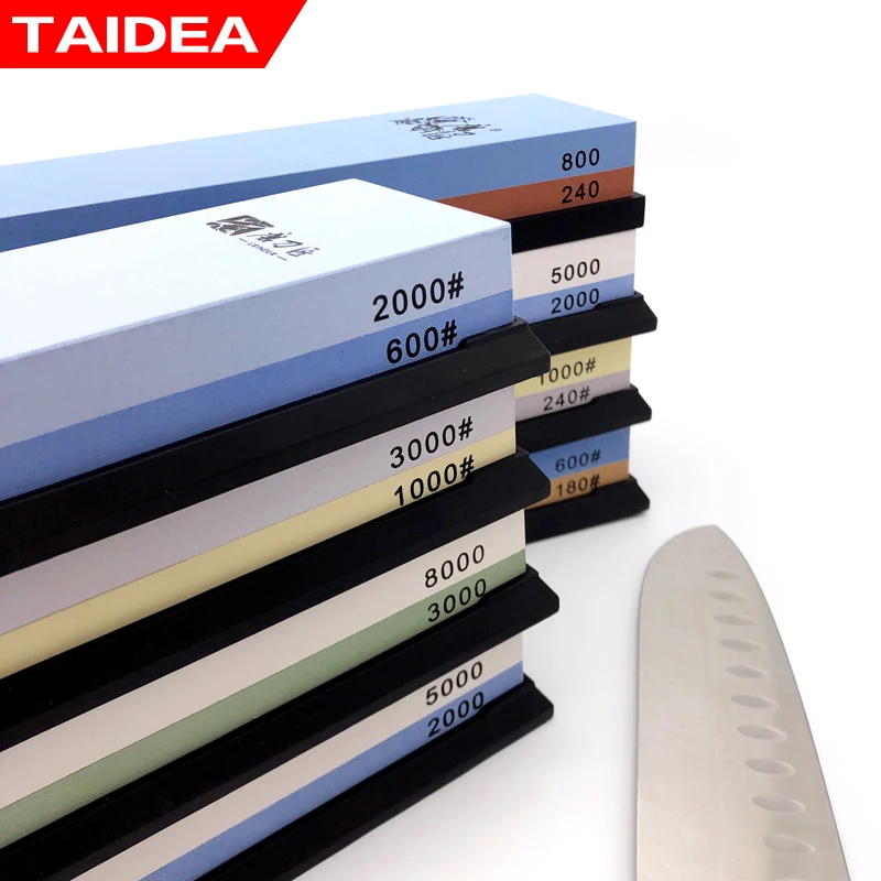 TAIDEA Sharpening Stone Knife Sharpener Whetstone Angle guide 180-8000# Double sided Kitchen Sharpening System bamboo base