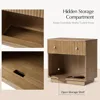 Modern Solid Wood Nightstand Set of 2 with Charging Station and Hidden Drawer, Farmhouse Bedside Table with Vertical Stripes De 6