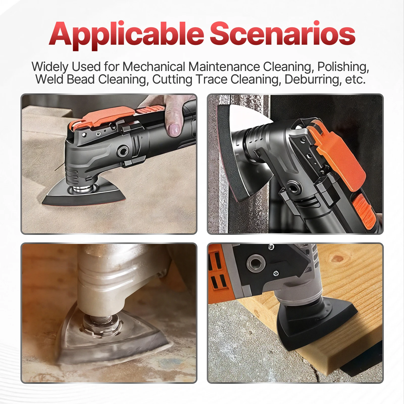 Vearter 19 Stück dreieckige 80 mm oszillierende Multitool-Sandpads mit Klettverschluss, Schleifpapierblatt zum Entfernen von Graten und Rost – Detail 12