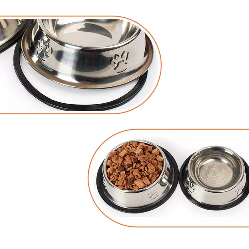 

6 Size Stainless Steel Dog Bowl For Dish Water Dog Food Bowl Pet Puppy Cat Bowl Feeder Feeding Dog Water Bowl For Dogs Cats