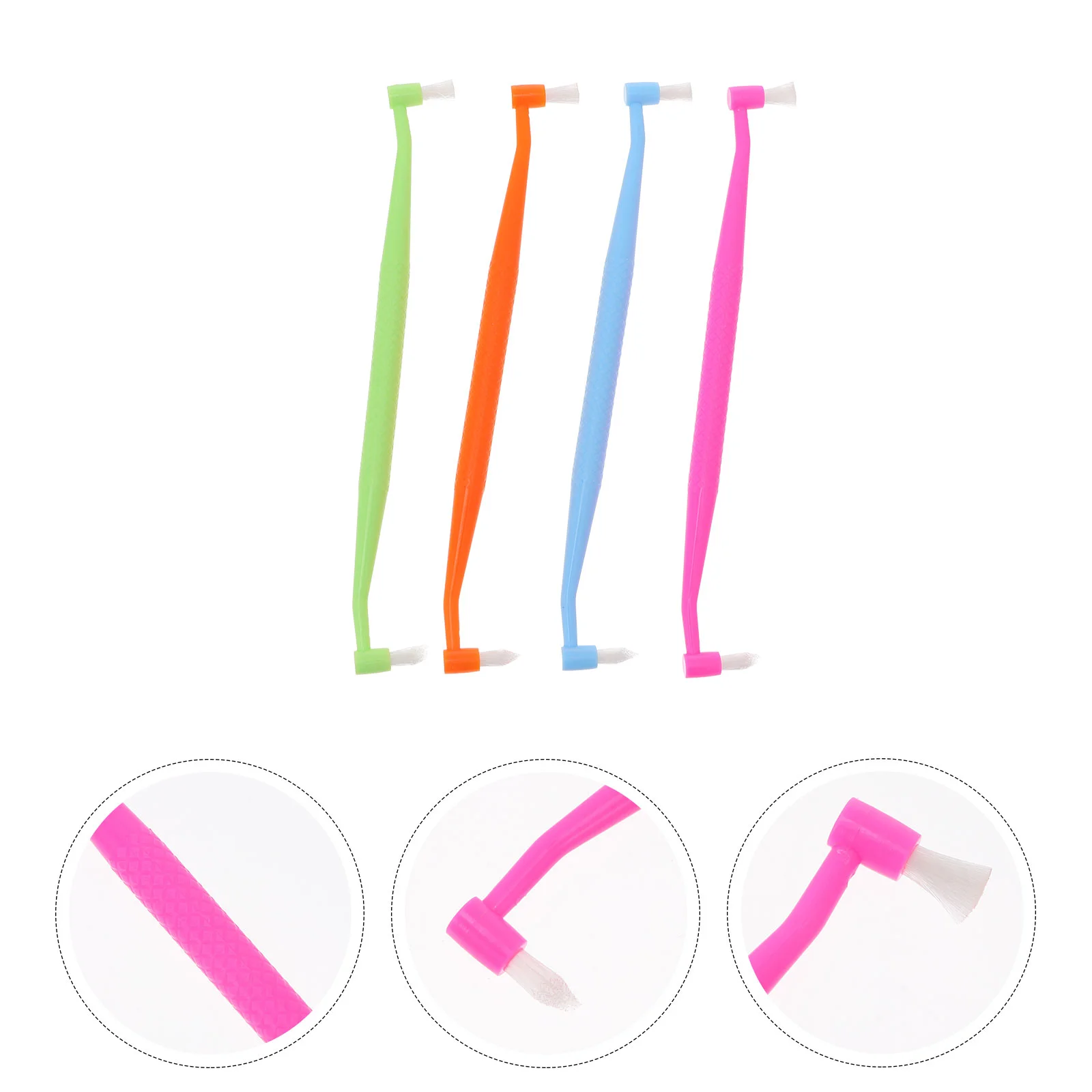 

4 Pcs Double-ended Dual-purpose Brush Braces Tuft Acrylic Nail Tapered Floss Toothbrushes