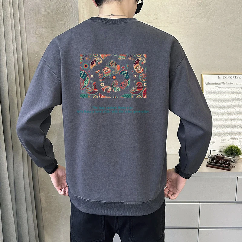 

CASUMANL Brand Spring Autumn Tshirt Male O Neck Long Sleeve Cashew Flowers Tshirts for Men Fashion Daily Motion 2023 Men Tops