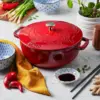 Specialty Shaped Dutch Cast Iron 3.75-qt Essential French Oven Dragon Lid-Cherry 2