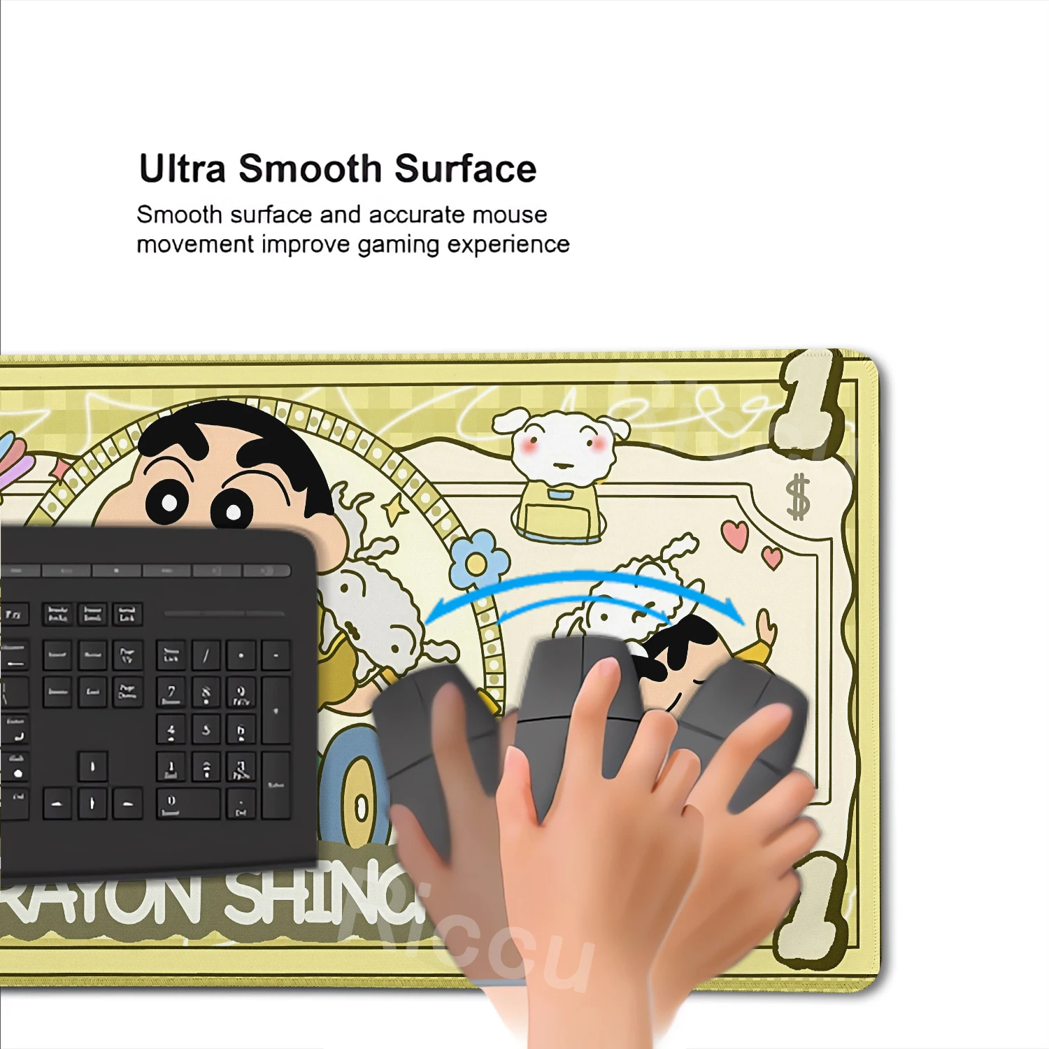 Tappetini per Mouse XXL con Motivo Anime C-Crayon Shin-chan, Tappetini Kawaii in Gomma per Gaming, Tappetini da Scrivania per Computer Portatile e Tastiera - immagine 6