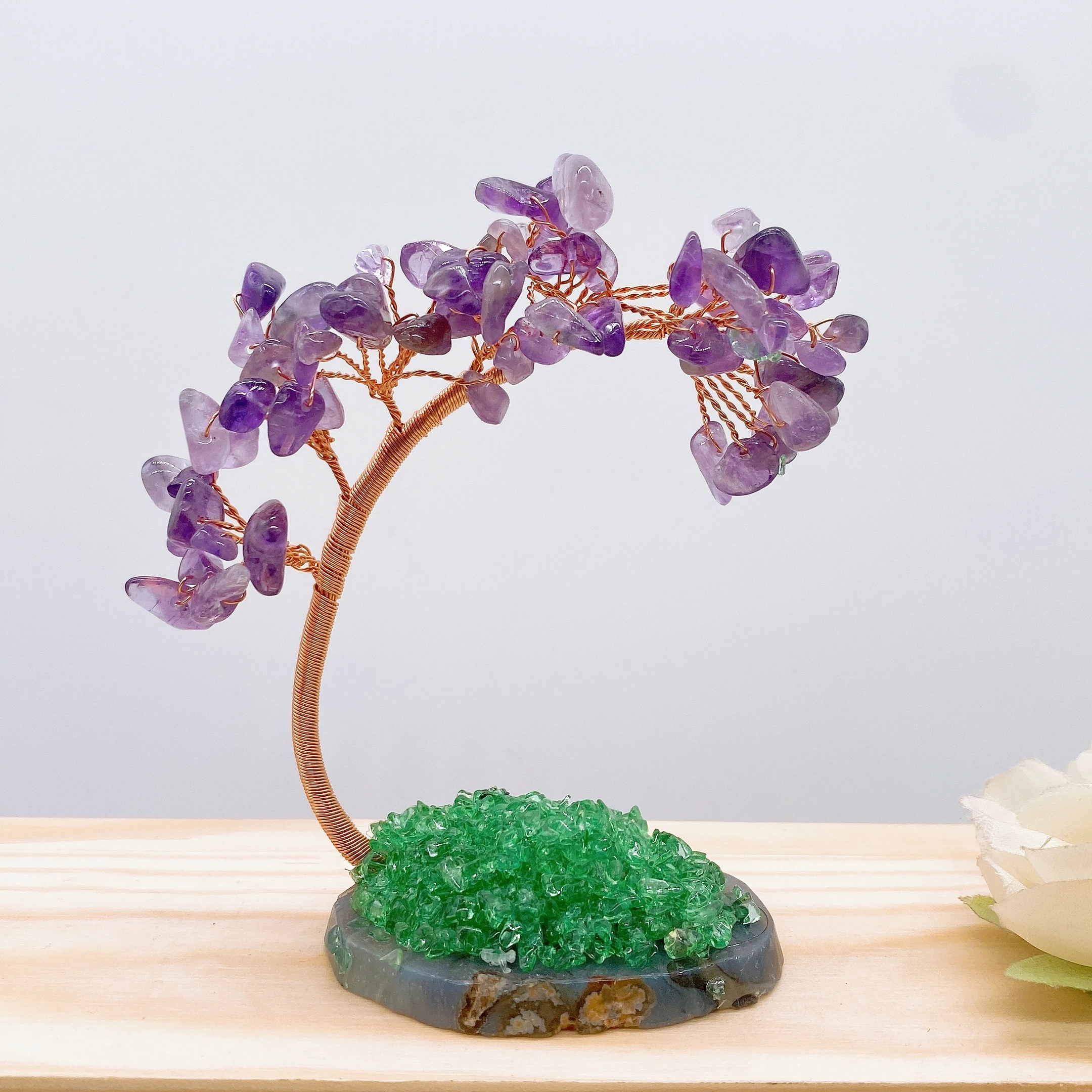 Natural Amethyst Gravel Tree Specimen Crystal Quartz Stone Agate Base Lucky Tree Crafts Home Decoration DIY Gift Souvenir 2