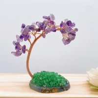 Natural Amethyst Gravel Tree Specimen Crystal Quartz Stone Agate Base Lucky Tree Crafts Home Decoration DIY Gift Souvenir 2