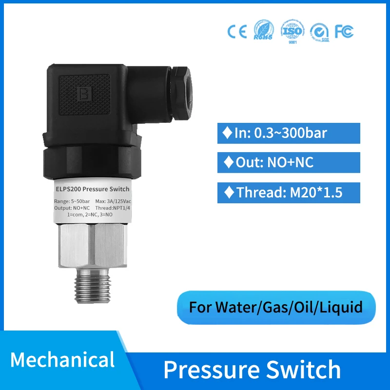 Pressure Switch To 150 BAR Opener Closer For Hydraulic Oil Heating Oil Air Water 