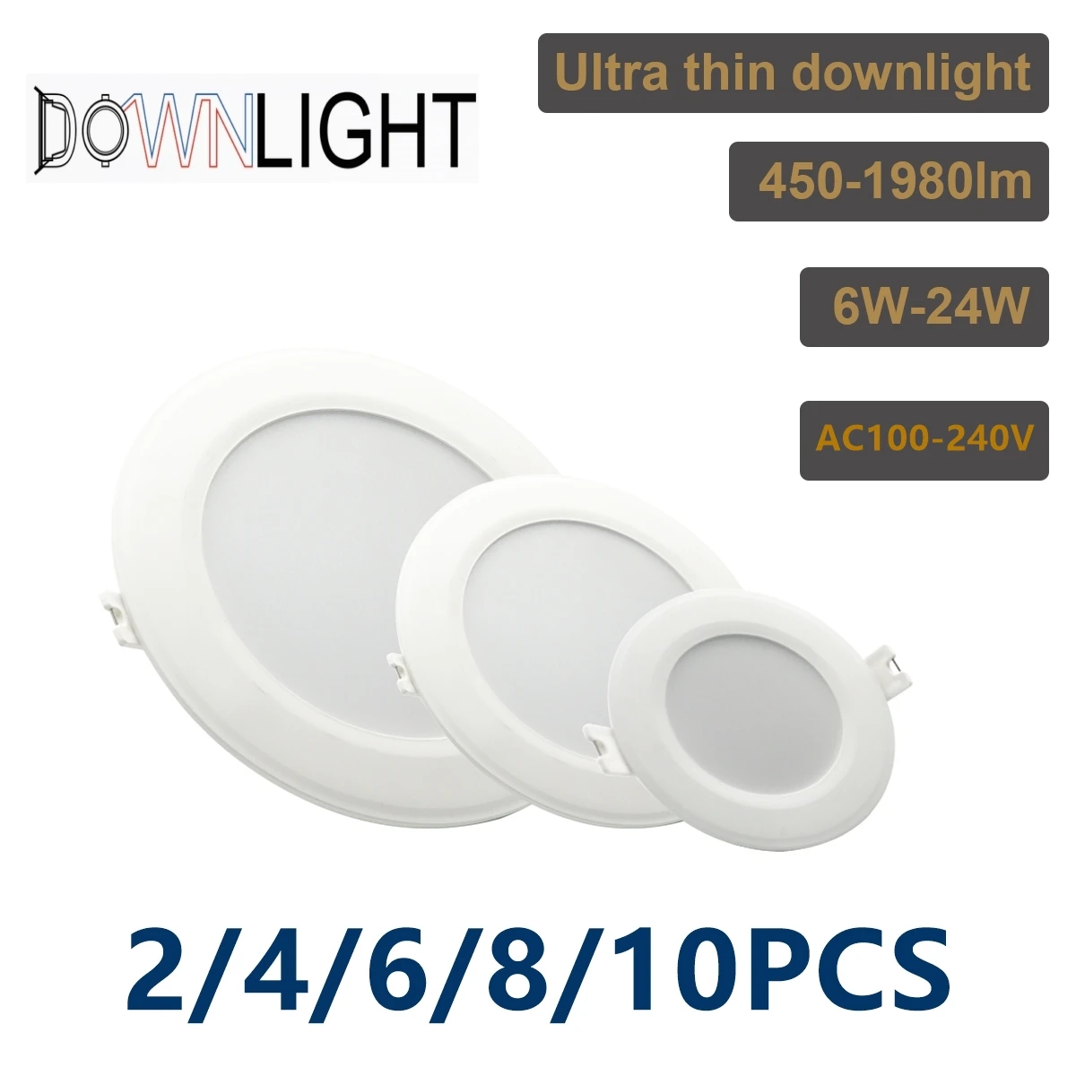Recessed Down Led Downlight AC110V AC230V Ceiling Light High Power 24W Super bright lights  Suitable for kitchen bathroom mall