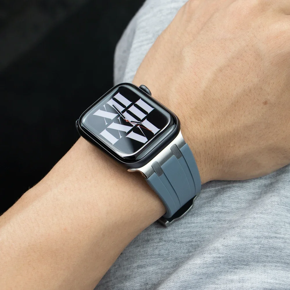 AP Rubber Band for Apple Watch Ultra 49mm 45mm 41mm 8 7 Soft Strap Fold Buckle IWatch Serie 6 5 4 3 SE 38 40 41 Sport Bracelet