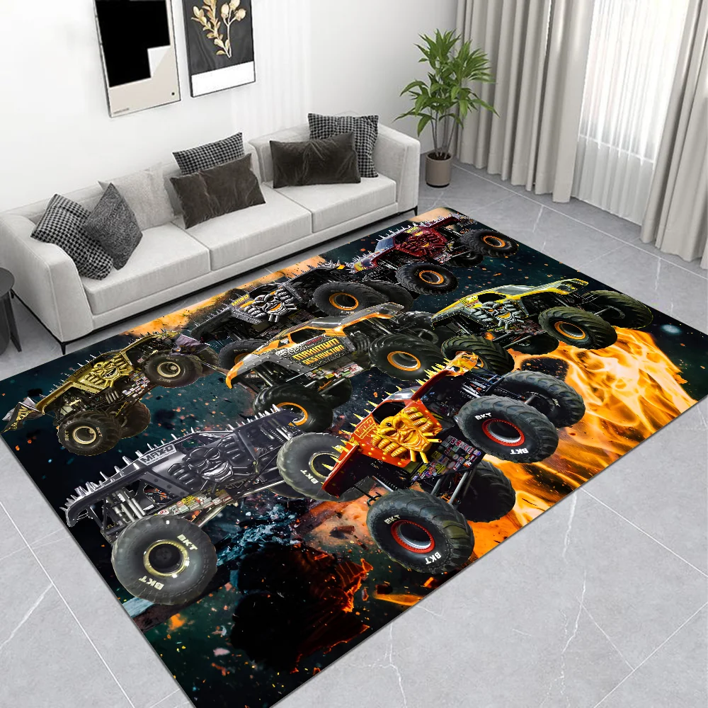 thumbnail image 1 of Alfombra antideslizante con diseño de dibujos animados de Monster Jam para pasillo, lavandería, decoración de balcón, sala de estar infantil, mesita de noche, 1 of 4