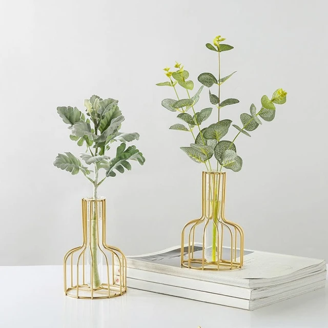 Ornamental Gold Wrought Iron Flower Vase – Hollow Design 3