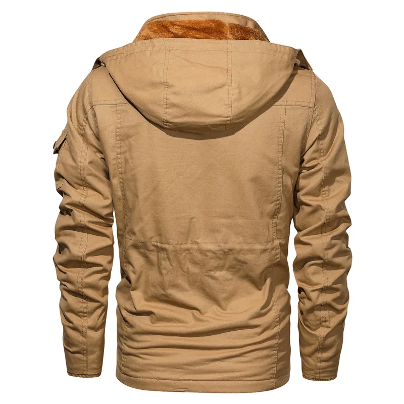 Winter Casual Plus Size Hooded Men's Jacket Plus Velvet Thick Mid-length Jacket Mens Fashion Clothing Trends  Plus Size Clothes