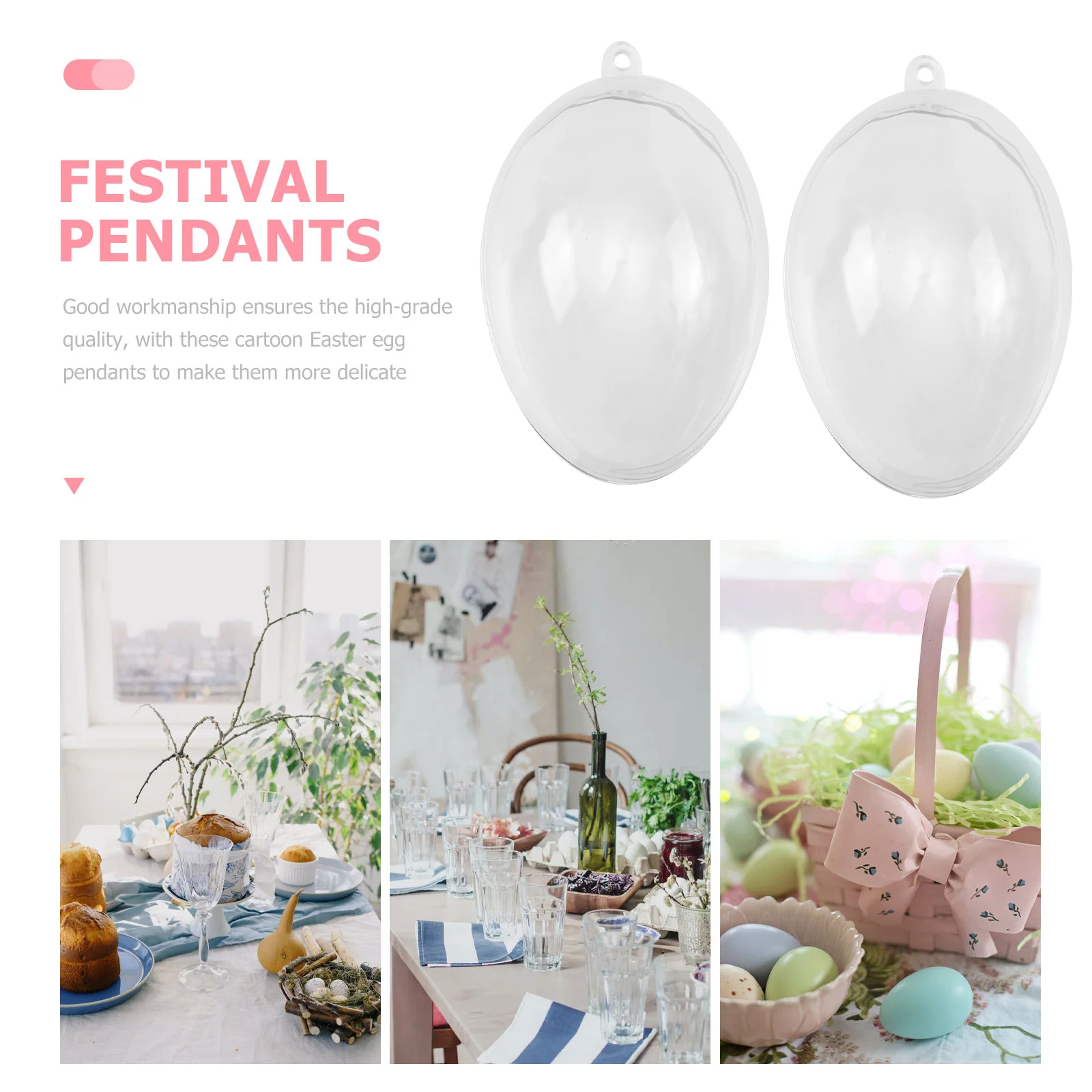 Transparent Egg Box Easter Scene Hanging Ornament Shaped Pendant Plastic Craft Decor Themed Festival Prop Christmas Decorations 5
