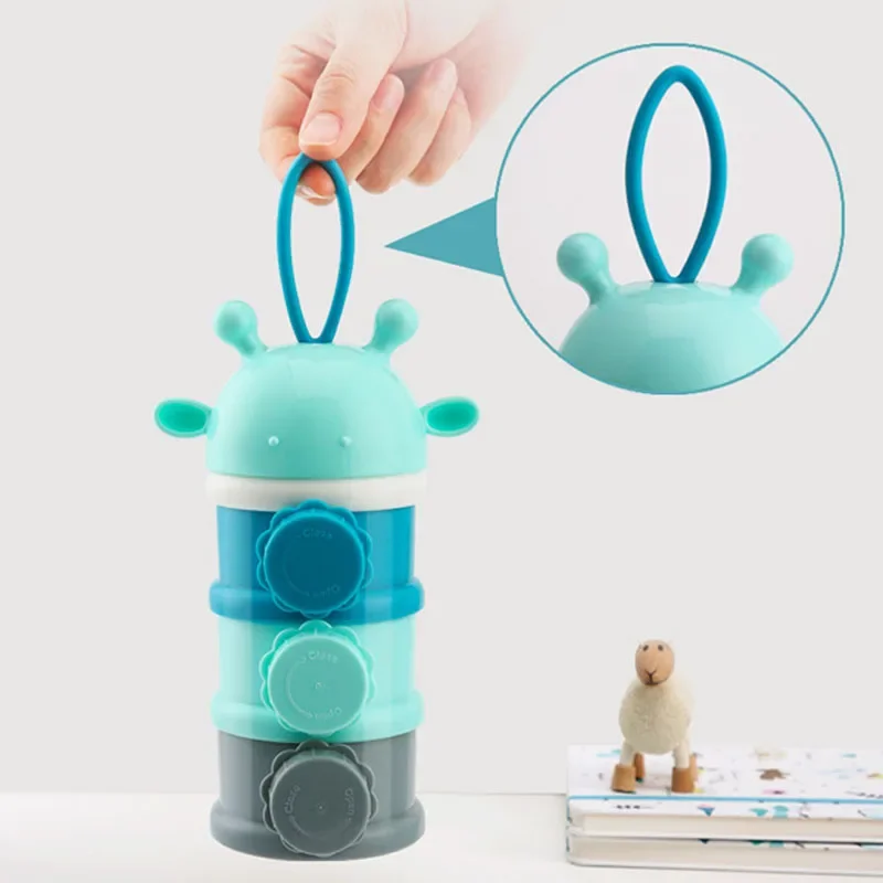 3Layer Cute Deer Portable Baby Food Storag Box Multiple Openings Cereal Cartoon Infant Milk Powder Box Toddle Snack Container milk powder storage box