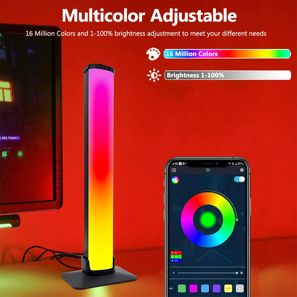 LED Light Bar Smart LED Light Bars RGB 16 Colour TV Backlights Remote Music Sync Gaming Lights Rhythm Ambient Pickup Lamp Mood Lighting