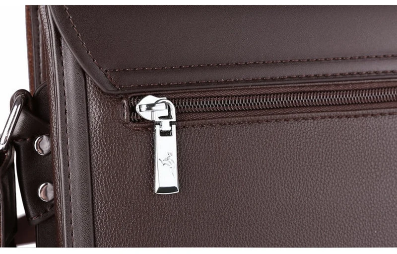 Men's Messenger Shoulder Briefcases PU Leather Executives Designer Business Office A4 Ipad Portfolio Side Crossbody Bag Male