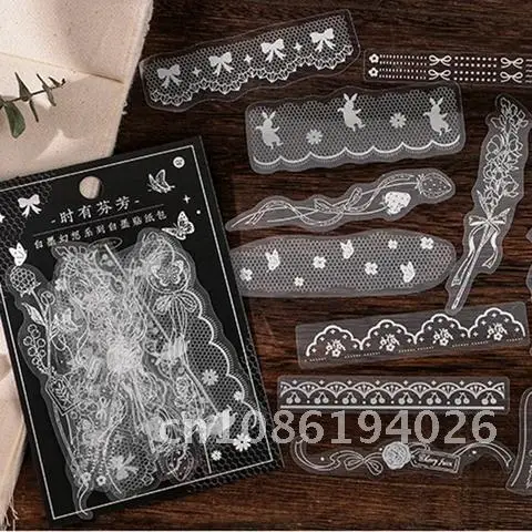 

Bag 30Pcs Vintage Moon Flowers Bowknot Butterfly PET Sticker Package DIY Diary Journal Decoration Sticker Album Scrapbooking