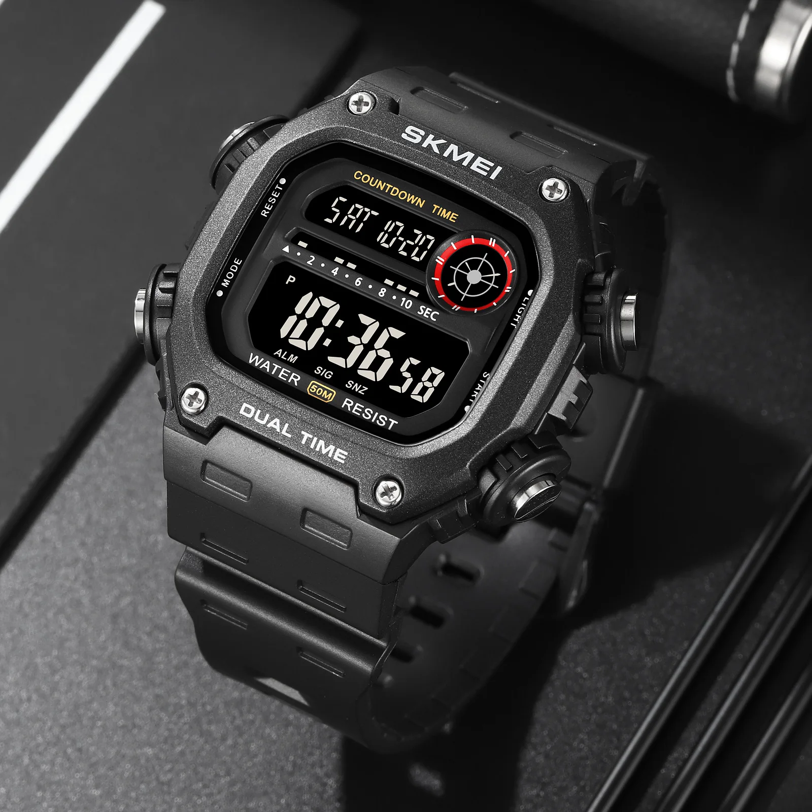 SKMEI 2126  Wristwatch Alarm montre homme Back Light Dightal Countdown Sport Watches Mens Fashion 5Bar Waterproof Stopwatch 3