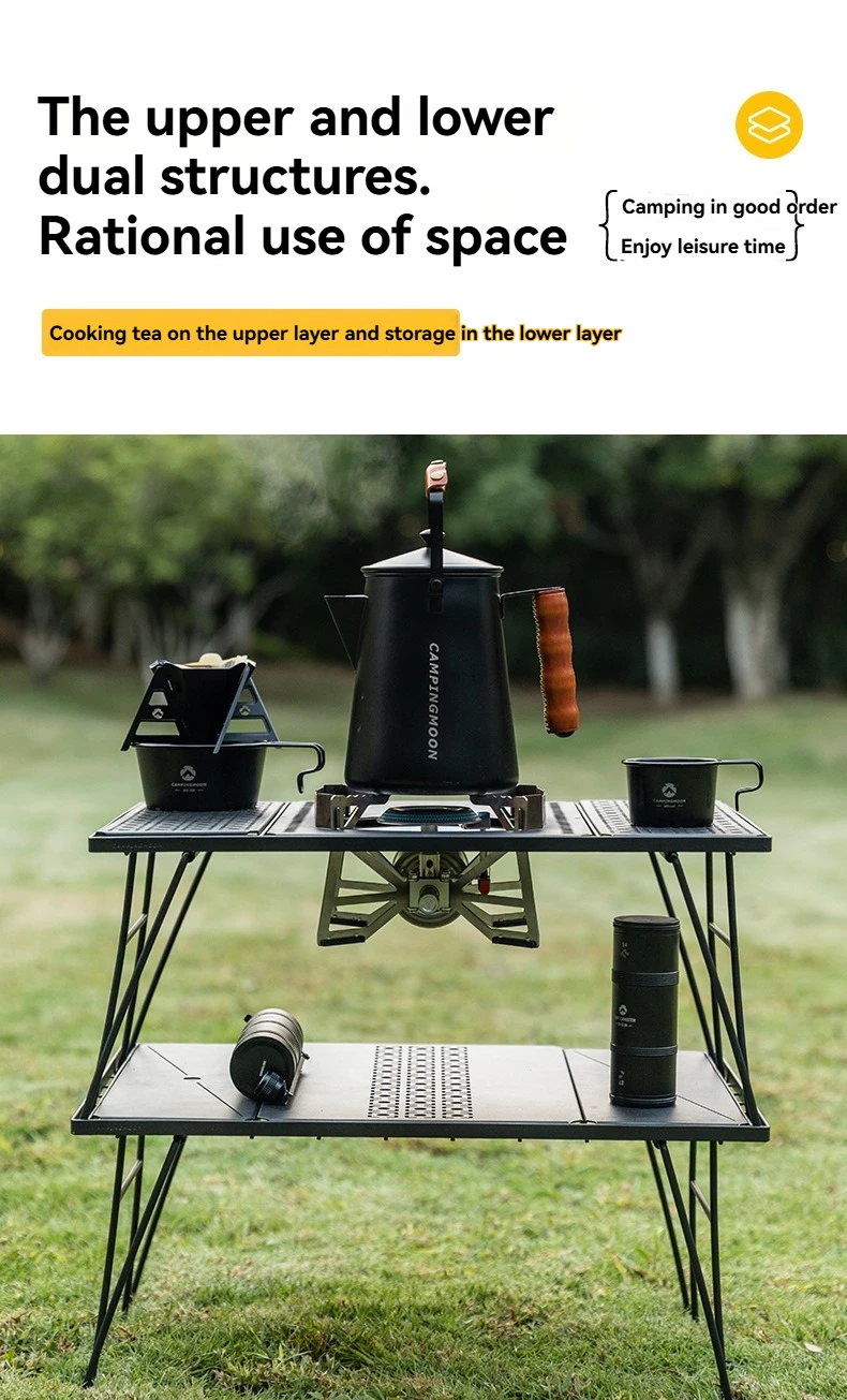 CAMPINGMOON CK-2G Outdoor Camping Doppelschicht-Klapptisch IGT Modularer Kochtisch Multifunktionaler Erweiterungstisch für Grill – Detail 2