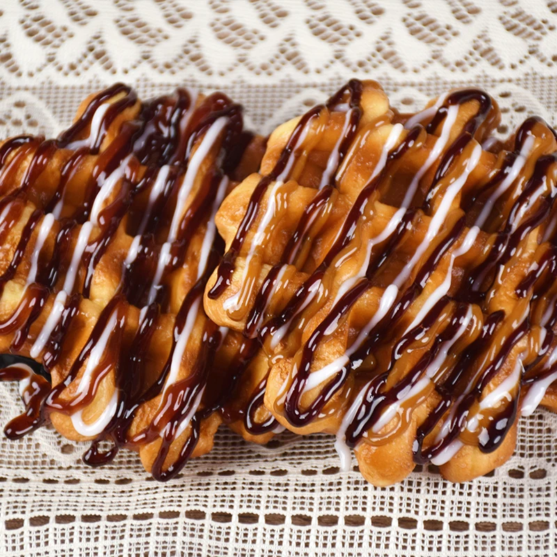 Künstlicher simulierter Karamell-Brunch, künstliche belgische Waffel, Frühstück, Café, Modell, Dessert, Creme, Display, DIY-Schrank, Dekoration, Dim – Detail 9