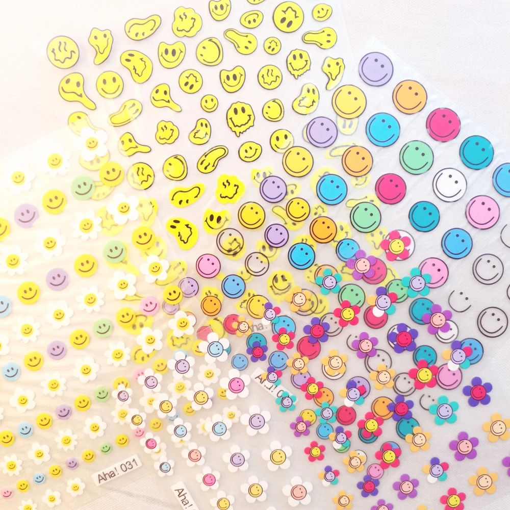 Nail Stickers Nail Decals 1 sheet Smiling Face Sunflower Nail Art Stickers