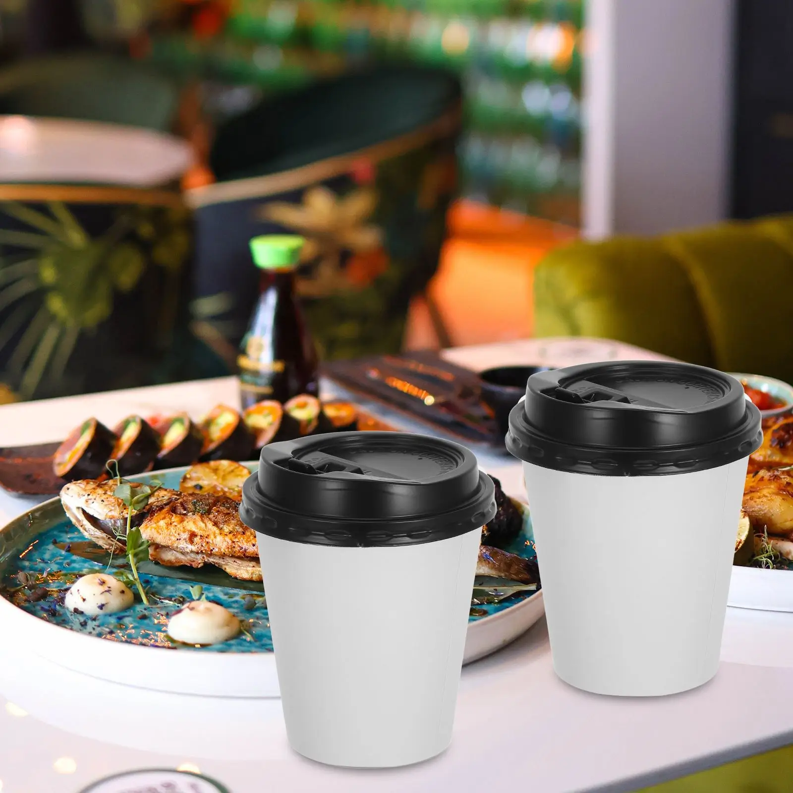 50pcs Disposable Coffee Cups Insulation Takeaway Double-layer Paper Cup with Lid 280ml 350ml for Party Wedding Drinking Cups