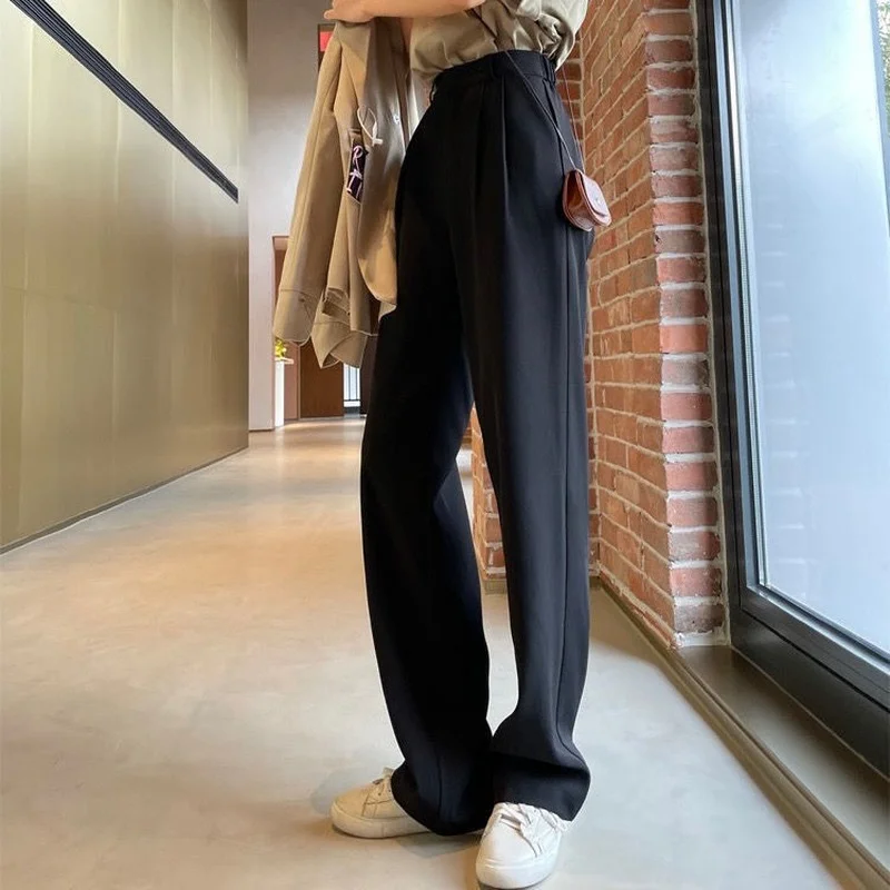 Brown Wide-leg Pants Women Trousers 