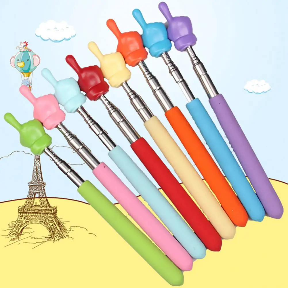 Electronic Whiteboard Pointer Finger Reading Stick Telescopic Stainless Steel Teaching Stick Lightweight Whiteboard for Reading Powerpoint Clicker