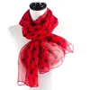 Spring and Autumn Georgette Polka Dot Scarves Bright Red Scarves Dot Scarves Women's Thin Chiffon Long Scarves Sunscreen Shawls 1