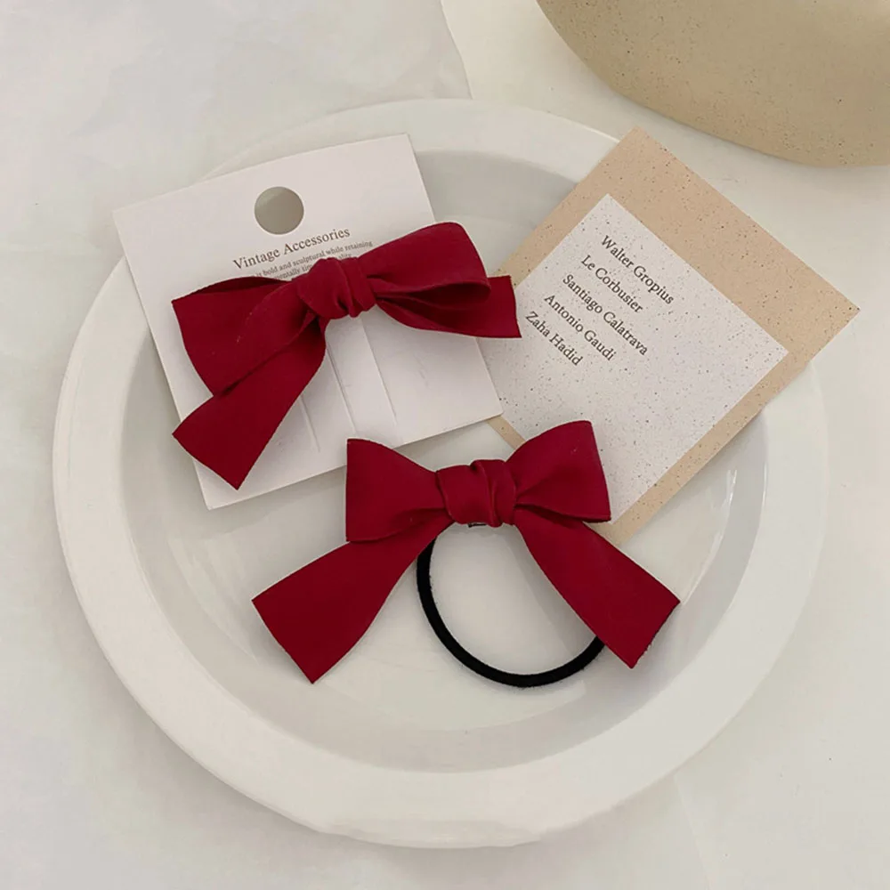 

Sweet Solid Bowknot Hair Ties Women Rubber Elastic Hair Bands Elegant Girls Ponytail Holder Hair Bows Korean Style Accessories