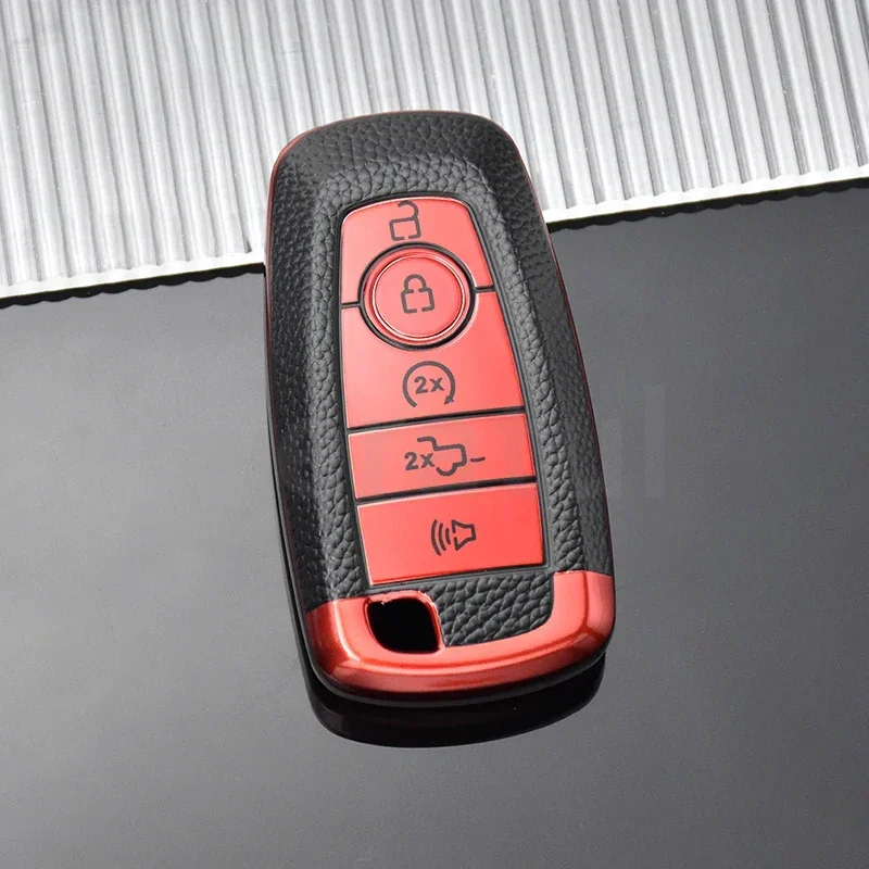 Premium TPU Leather Car Key Fob Holder Case Cover