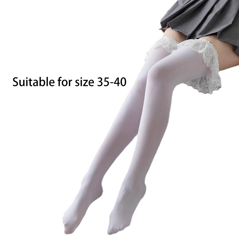 

Lolita Thigh High Stockings Women Sweet Ruffled Lace Cosplay Over Knee Socks