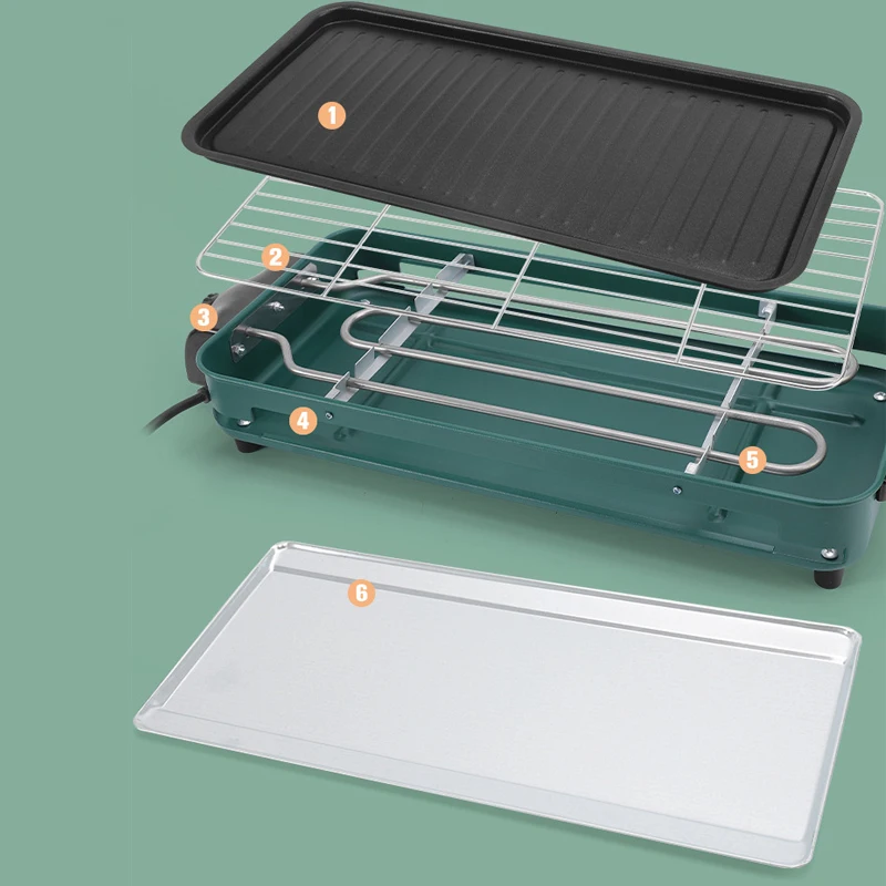 Electric BBQ Grill Smokeless Barbecue Machine Home Indoor Roast Meat Dish Plate Multi Cookers