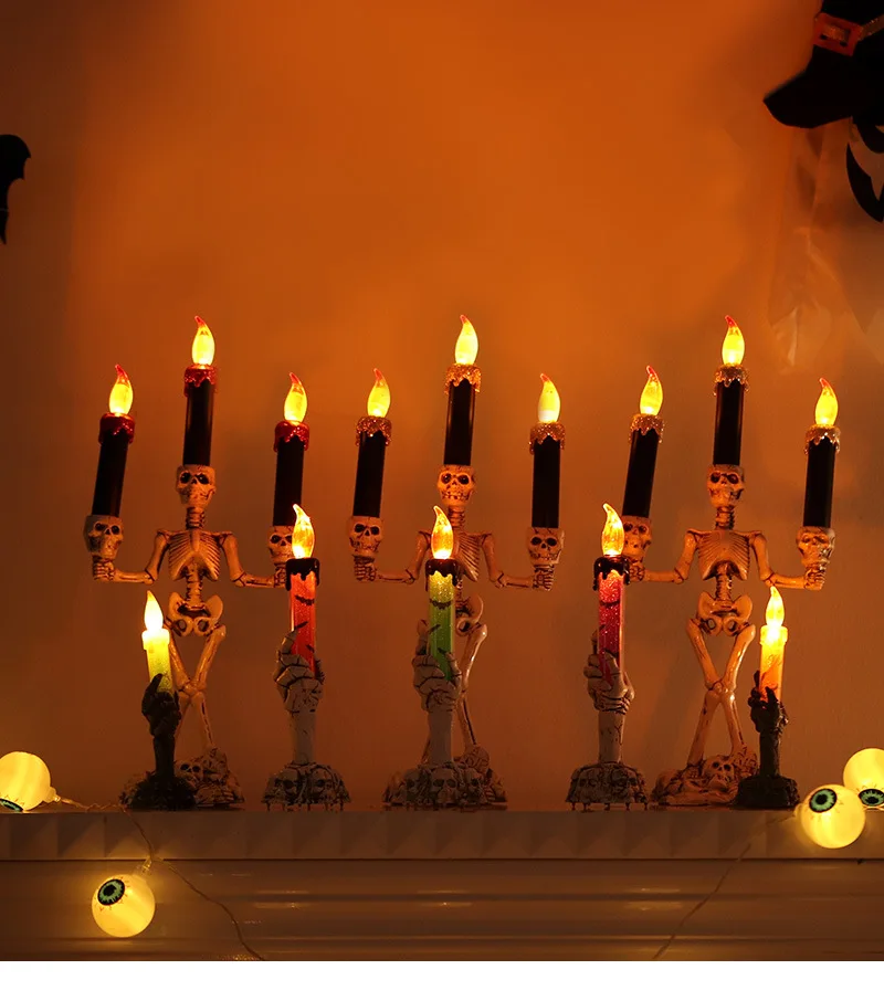 Halloween LED Lights, Skeletons, Ghosts, Hand-Held Candle Lights Color:Orange-Small Size 5