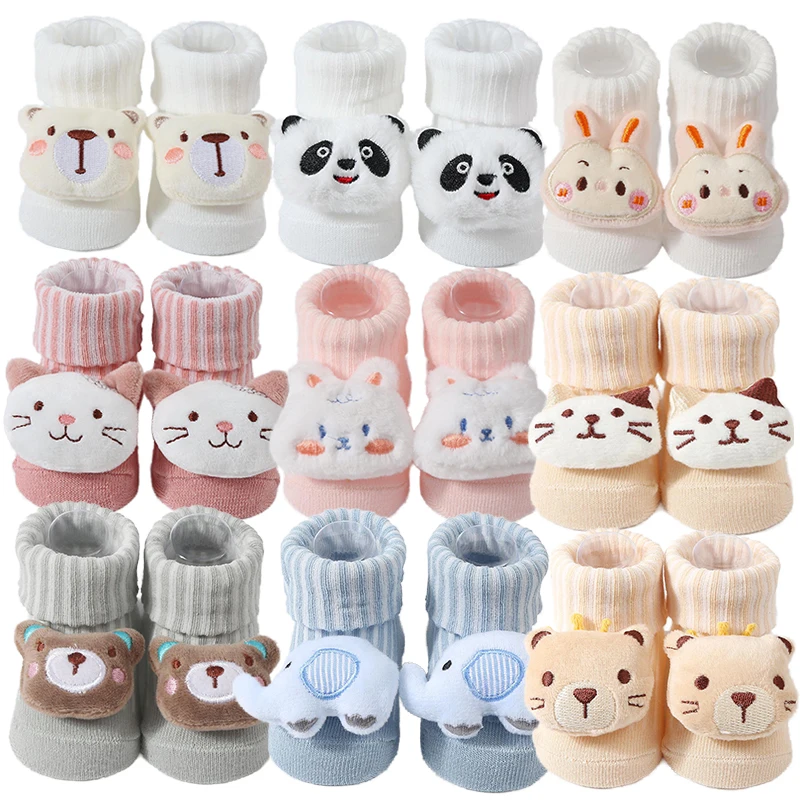 Cute Cartoon Doll Newborn Socks Spring Baby Soft Thin Knitted Sock For Girls Boys Infant Floor Socks 0-6 Months Baby Accessories