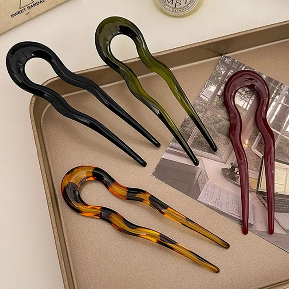 Mode U-förmige Haar gabel geometrisches Design Schildpatt Haarnadel Kopf bedeckung Acetat Haars tyling Werkzeuge Frauen Mädchen – Detail 8