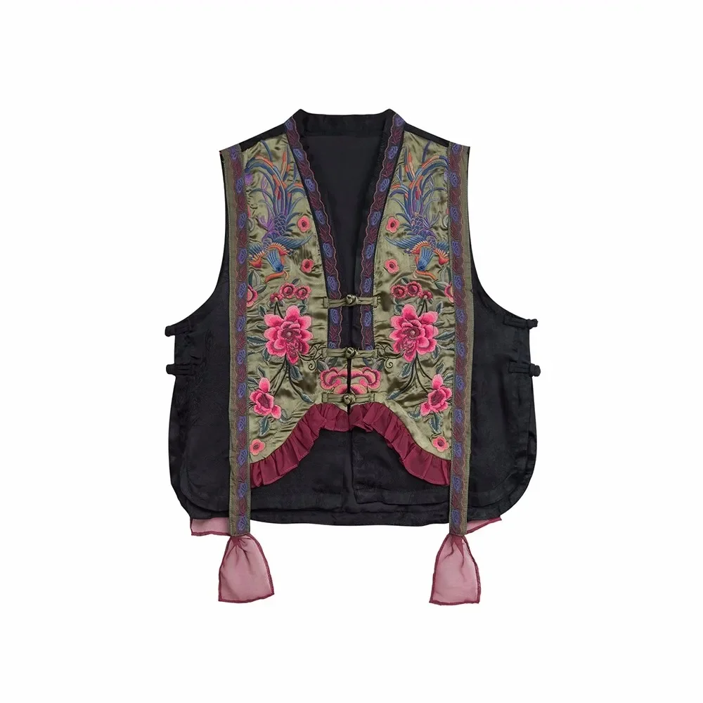Embroidery Tang Suit Sleeveless Jacket Women Ethnic Vintage Waistcoat Chinese Style Vest Female Traditional China Clothing women cheongsam waistcoat