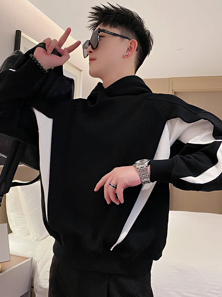 Fashion High-End Hooded Sweatshirts Men's Spring Autumn Trendy Male Handsome Contrast Color Top 2024 New Men's Spring Coats