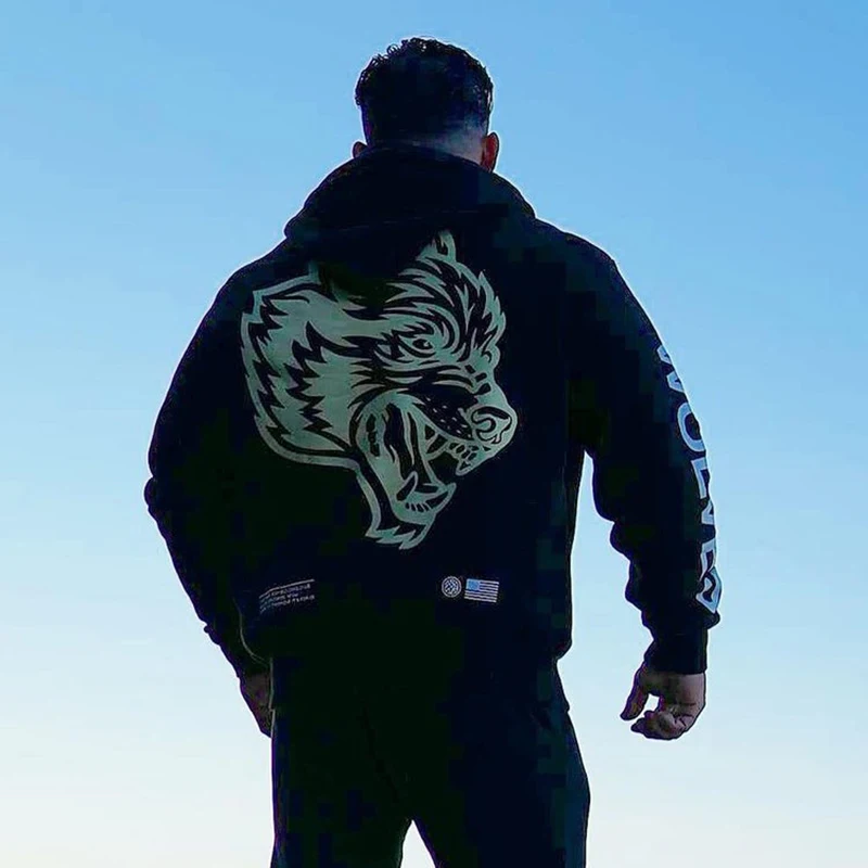 

Streetwear Fashion Hooded Sweatshirt Men Spring Fall Leisure Long Sleeve Drawstring Tie-up Hoodies Trend Pattern Print Mens Tops
