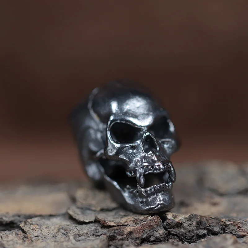Black Cuspid Teeth Skull Head Brass Paracord Beads Woven Lanyard Pendants DIY EDC Outdoor Tool Umbrella Rope Charms