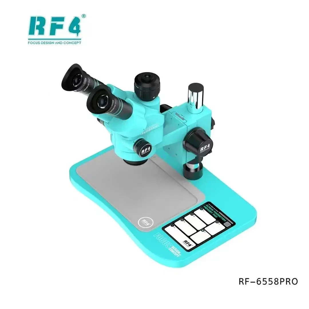 RF4 6558PRO 2K/4K 1080P USB HDMI 비디오 디지털 삼안 현미경 카메라 6.5-58X C 마운트 렌즈 수리 납땜 용 대형베이스