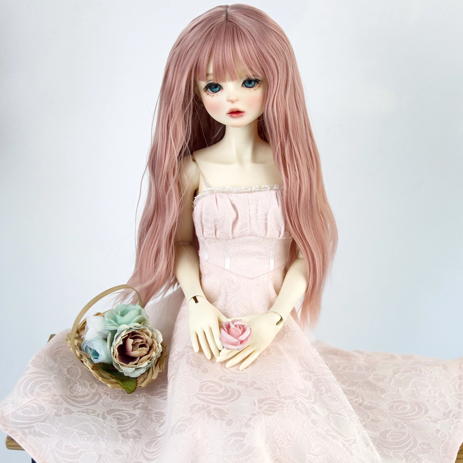 

BJD Doll Wig Middle Length Bangs Curly Hair Doll Accessories Heat Resistant Wire Wig For 1/3 BJD Girl Dolls Wigs