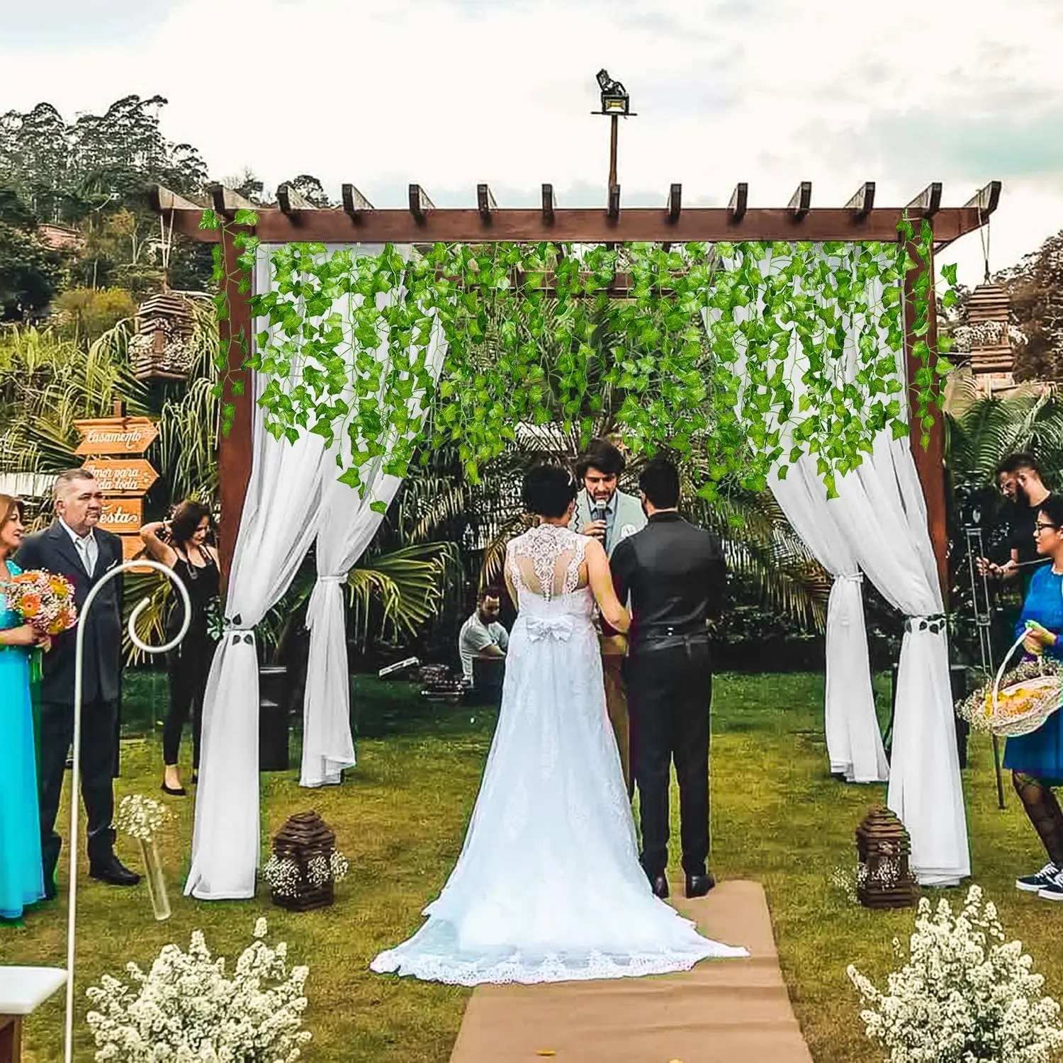 12pcs, 84 Feet Artificial Ivy Leaves Garland for Weddings, Parties, and Home Decor - Realistic Greenery Hanging Plant Vine with view 3