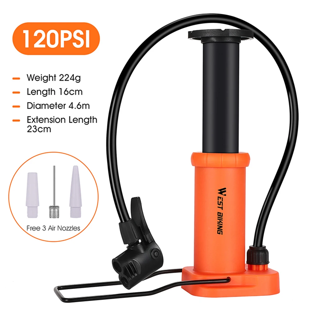 Pompe à Air Manuelle Vélo WEST BIKING 80 PSI - Valve Schrader, Idéale VTT Et Ville, Neuve Sous Blister