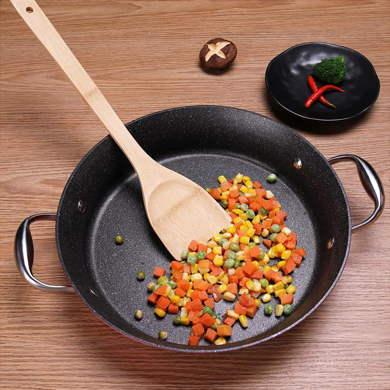 Bamboo Log Spatula Chinese Spatula Long Handle 36cm Paintless Thickened and Long Cooking Kitchen Cooking Tools