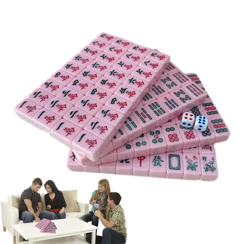 

Mahjong Tiles Set Lightweight Mahjong Sets Clear Engraving Mini 144pcs/Kit Travel Accessories For Trips Homes Dormitories